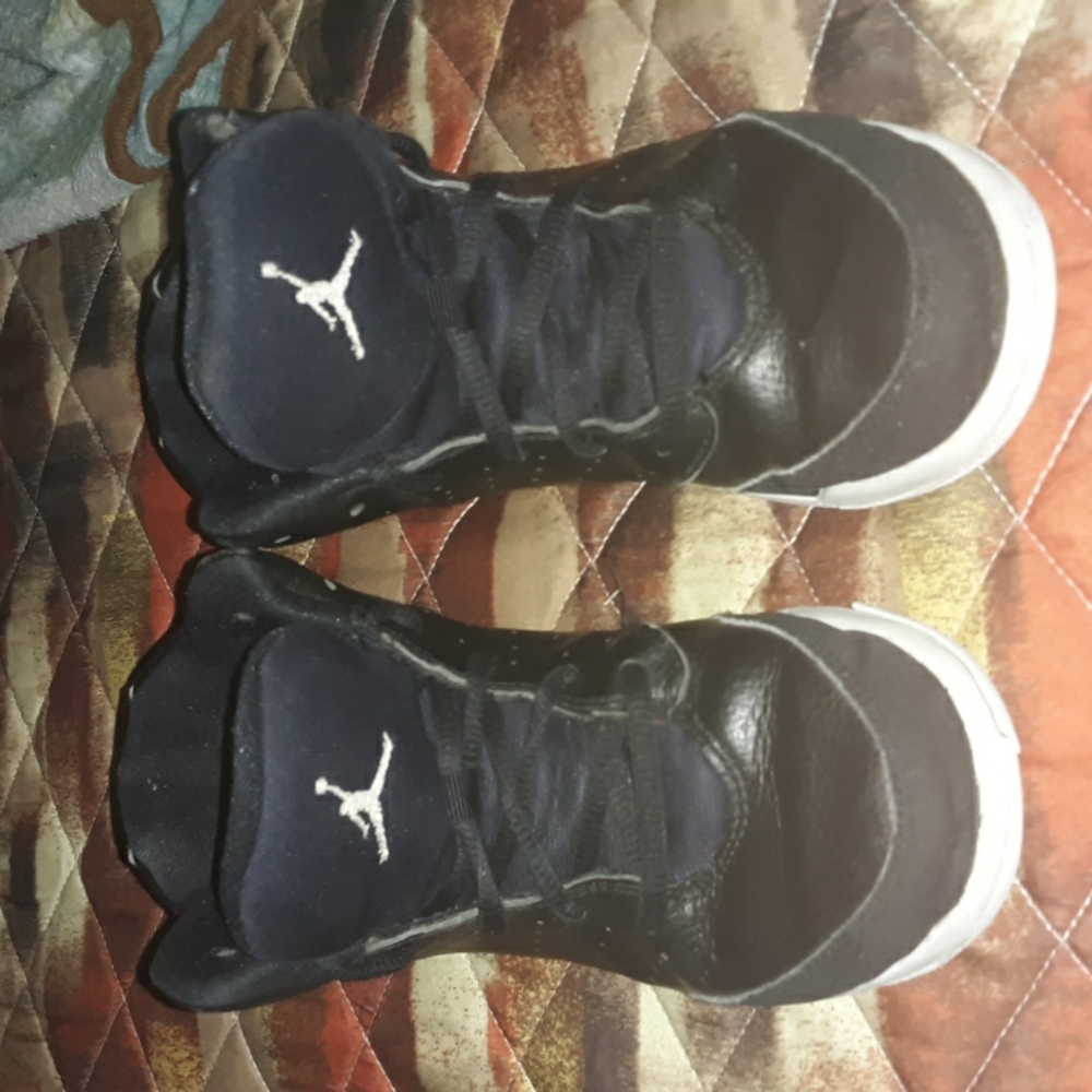 Size 2 Kids/Youth Nike Air Jordan 23 Flight sneakers in black and white,